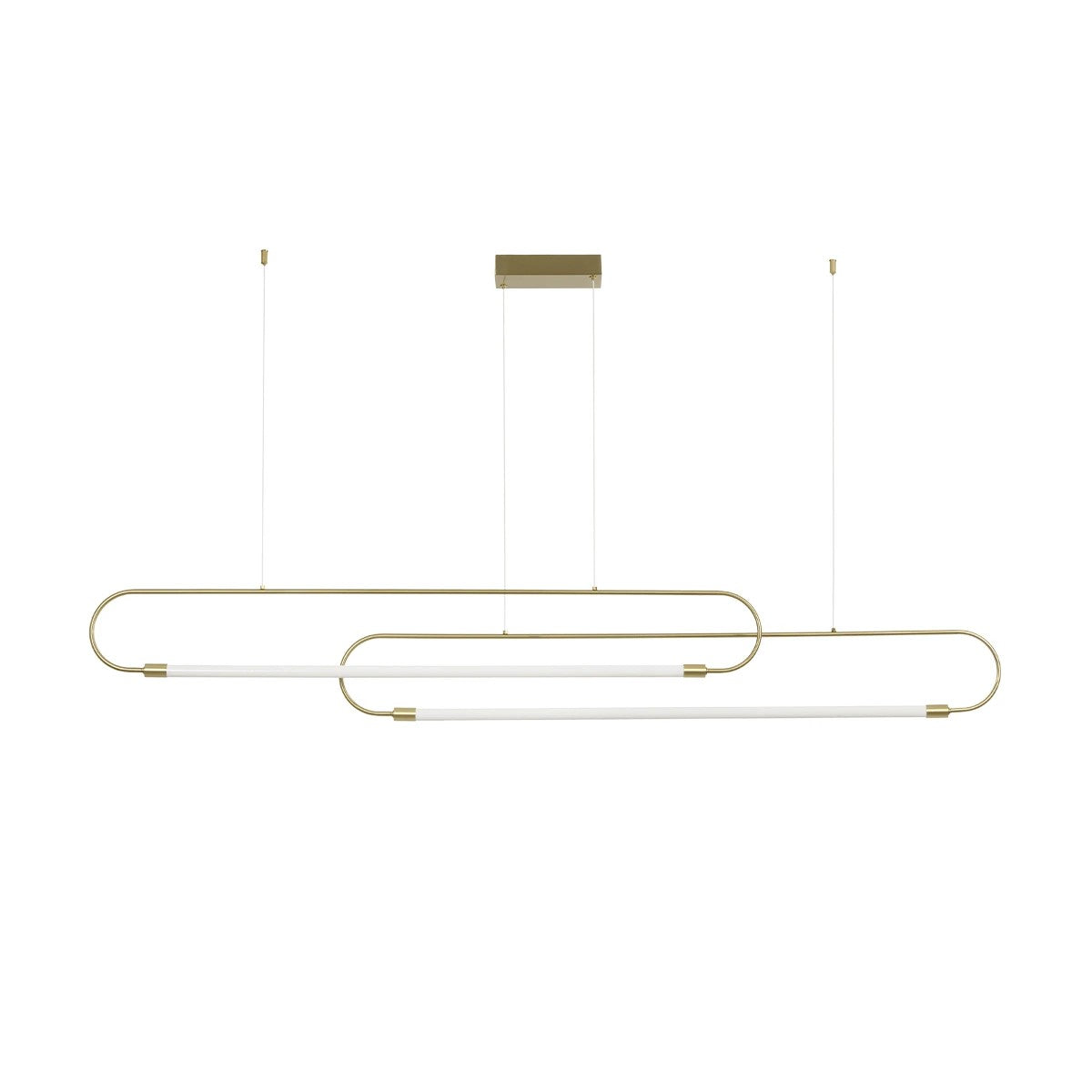 kelvo® GLOW 61665 Μοντέρνο Κρεμαστό Φωτιστικό Οροφής LED 28W 2800lm 360° AC 220-240V IP20 Ρυθμιζόμενο Λευκό CCT με Χειριστήριο από 2700K έως 6000K Dimmable - Lumileds SMD Chip - Χρυσό Πλατίνα & Λευκό Νήμα - Μ160 x Π3 x Υ25cm - 3 Χρόνια Εγγύηση - ledmania.gr