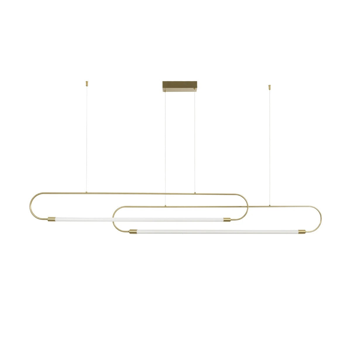 kelvo® GLOW 61665 Μοντέρνο Κρεμαστό Φωτιστικό Οροφής LED 28W 2800lm 360° AC 220-240V IP20 Ρυθμιζόμενο Λευκό CCT με Χειριστήριο από 2700K έως 6000K Dimmable - Lumileds SMD Chip - Χρυσό Πλατίνα & Λευκό Νήμα - Μ160 x Π3 x Υ25cm - 3 Χρόνια Εγγύηση - ledmania.gr