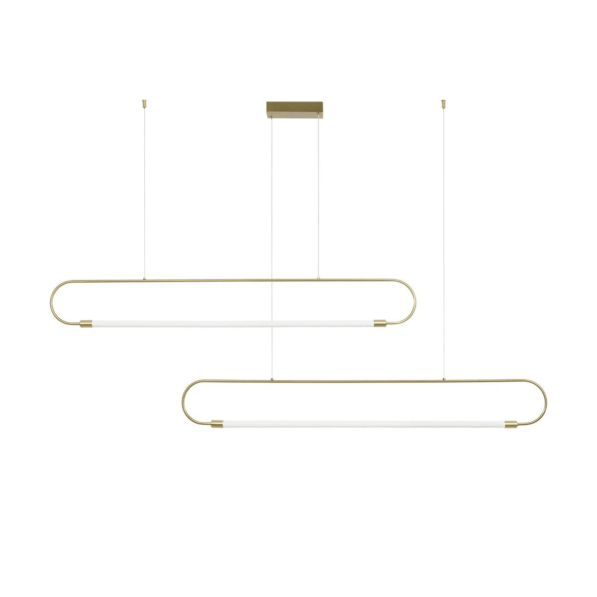 kelvo® GLOW 61665 Μοντέρνο Κρεμαστό Φωτιστικό Οροφής LED 28W 2800lm 360° AC 220-240V IP20 Ρυθμιζόμενο Λευκό CCT με Χειριστήριο από 2700K έως 6000K Dimmable - Lumileds SMD Chip - Χρυσό Πλατίνα & Λευκό Νήμα - Μ160 x Π3 x Υ25cm - 3 Χρόνια Εγγύηση - ledmania.gr