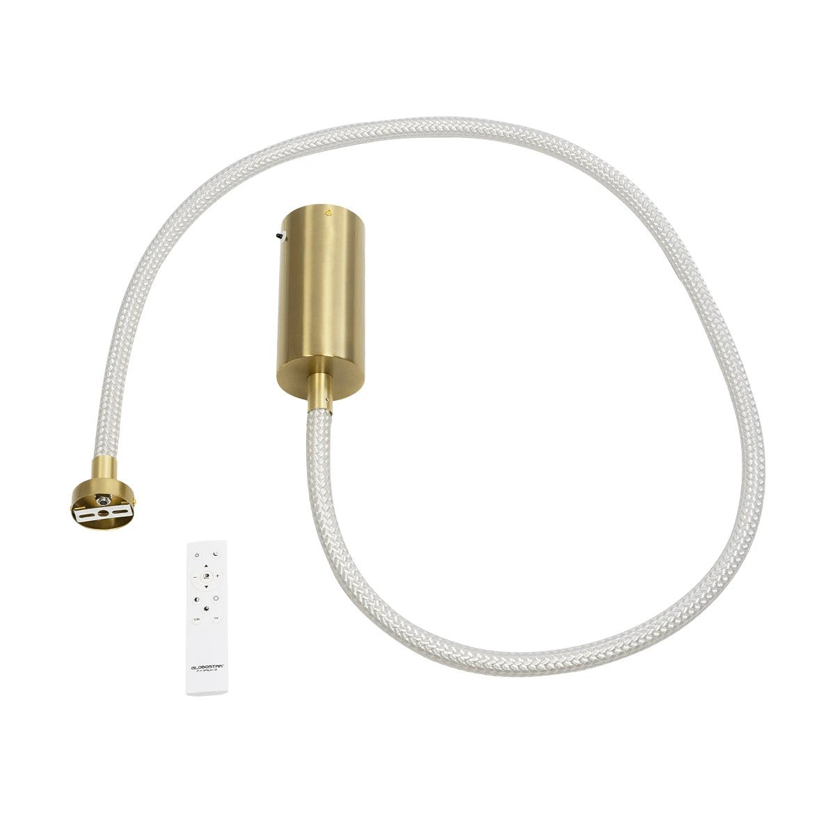 kelvo® GLOW 61666 Μοντέρνο Κρεμαστό Φωτιστικό Οροφής LED 27W 2700lm 360° AC 220-240V IP20 Ρυθμιζόμενο Λευκό CCT με Χειριστήριο από 2700K έως 6000K Dimmable - Lumileds SMD Chip - Χρυσό Πλατίνα & Λευκό Νήμα - Μ80 x Π3 x Υ80cm - 3 Χρόνια Εγγύηση - ledmania.gr
