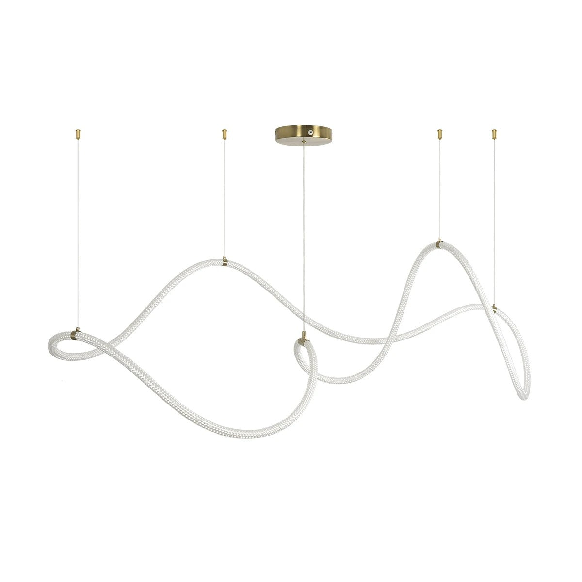 kelvo® GLOW 61668 Μοντέρνο Κρεμαστό Φωτιστικό Οροφής LED 65W 6500lm 360° AC 220-240V IP20 Ρυθμιζόμενο Λευκό CCT με Χειριστήριο από 2700K έως 6000K Dimmable - Lumileds SMD Chip - Χρυσό Πλατίνα & Λευκό Νήμα - Μ150 x Π150 x Υ80cm - 3 Χρόνια Εγγύηση - ledmania.gr