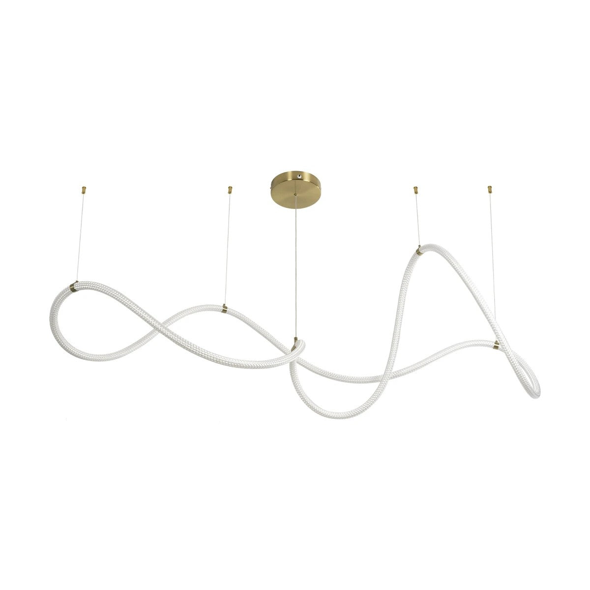 kelvo® GLOW 61668 Μοντέρνο Κρεμαστό Φωτιστικό Οροφής LED 65W 6500lm 360° AC 220-240V IP20 Ρυθμιζόμενο Λευκό CCT με Χειριστήριο από 2700K έως 6000K Dimmable - Lumileds SMD Chip - Χρυσό Πλατίνα & Λευκό Νήμα - Μ150 x Π150 x Υ80cm - 3 Χρόνια Εγγύηση - ledmania.gr