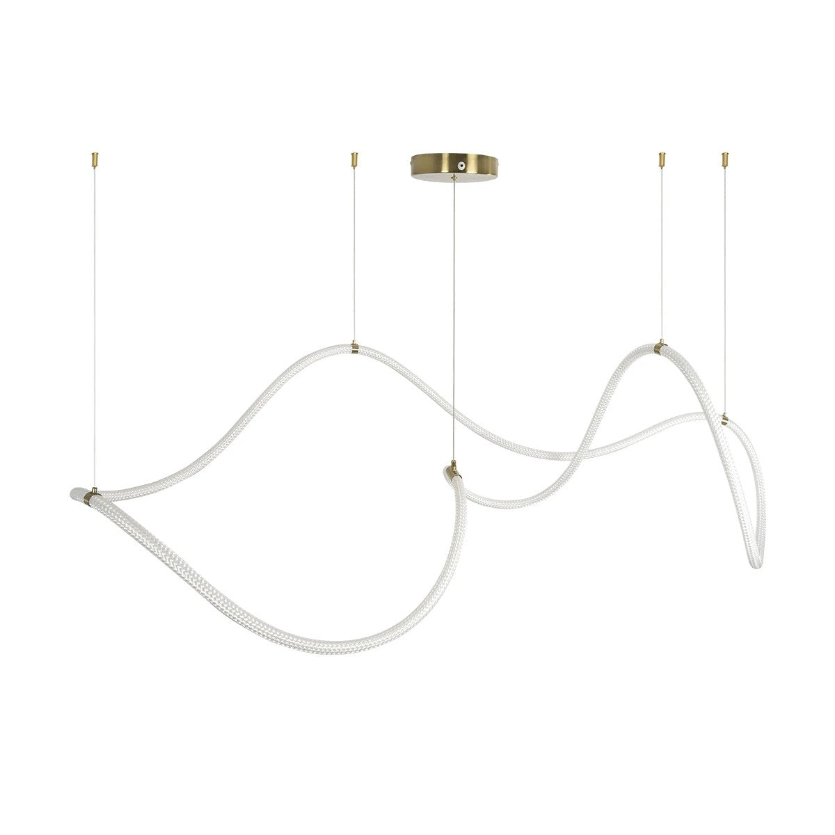 kelvo® GLOW 61668 Μοντέρνο Κρεμαστό Φωτιστικό Οροφής LED 65W 6500lm 360° AC 220-240V IP20 Ρυθμιζόμενο Λευκό CCT με Χειριστήριο από 2700K έως 6000K Dimmable - Lumileds SMD Chip - Χρυσό Πλατίνα & Λευκό Νήμα - Μ150 x Π150 x Υ80cm - 3 Χρόνια Εγγύηση - ledmania.gr