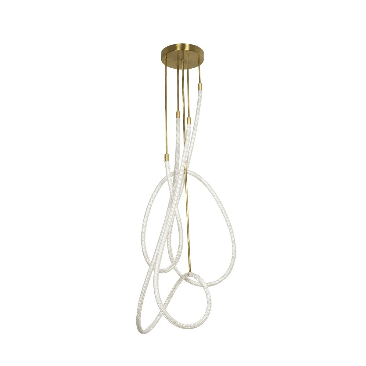 kelvo® GLOW 61671 Μοντέρνο Φωτιστικό Οροφής LED 85W 8500lm 360° AC 220-240V IP20 Ρυθμιζόμενο Λευκό CCT με Χειριστήριο από 2700K έως 6000K Dimmable - Lumileds SMD Chip - Χρυσό Πλατίνα & Λευκό Νήμα - Μ100 x Π100 x Υ140cm - 3 Χρόνια Εγγύηση - ledmania.gr