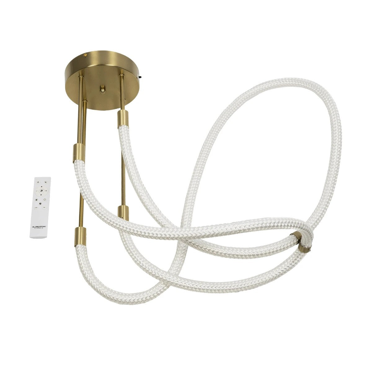 kelvo® GLOW 61672 Μοντέρνο Κρεμαστό Φωτιστικό Οροφής LED 42W 4200lm 360° AC 220-240V IP20 Ρυθμιζόμενο Λευκό CCT με Χειριστήριο από 2700K έως 6000K Dimmable - Lumileds SMD Chip - Χρυσό Πλατίνα & Λευκό Νήμα - Μ50 x Π50 x Υ70cm - 3 Χρόνια Εγγύηση - ledmania.gr