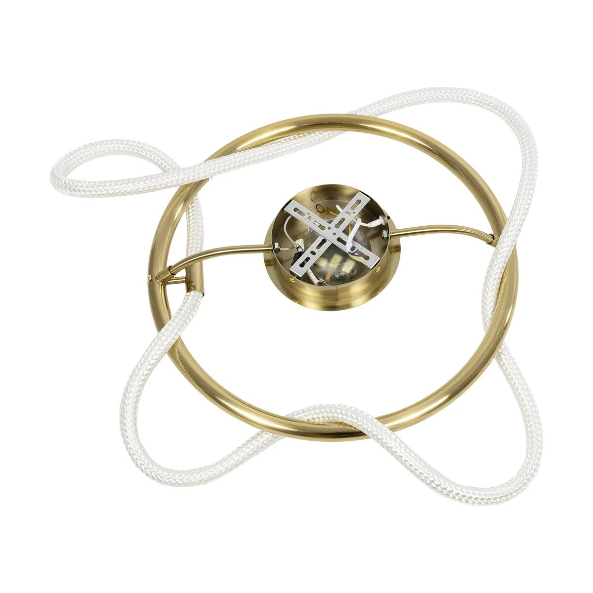 kelvo® GLOW 61673 Μοντέρνο Φωτιστικό Οροφής LED 34W 3400lm 360° AC 220-240V IP20 Ρυθμιζόμενο Λευκό CCT με Χειριστήριο από 2700K έως 6000K Dimmable - Lumileds SMD Chip - Χρυσό Πλατίνα & Λευκό Νήμα - Μ60 x Π60 x Υ30cm - 3 Χρόνια Εγγύηση - ledmania.gr