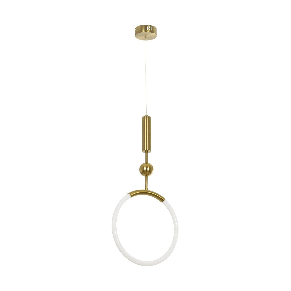 kelvo® GLOW 61678 Μοντέρνο Κρεμαστό Φωτιστικό Οροφής LED 18W 1800lm 360° AC 220-240V IP20 Ρυθμιζόμενο Λευκό CCT με On/Off 2700K/4500K/6000K - Lumileds SMD Chip - Χρυσό Πλατίνα & Λευκό Νήμα - Μ30 x Π30 x Υ65cm - 3 Χρόνια Εγγύηση - ledmania.gr