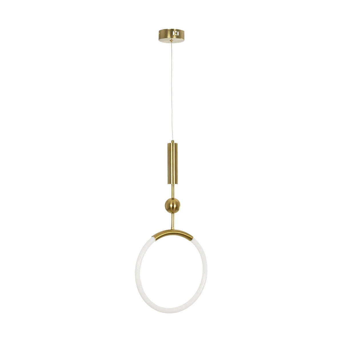 kelvo® GLOW 61678 Μοντέρνο Κρεμαστό Φωτιστικό Οροφής LED 18W 1800lm 360° AC 220-240V IP20 Ρυθμιζόμενο Λευκό CCT με On/Off 2700K/4500K/6000K - Lumileds SMD Chip - Χρυσό Πλατίνα & Λευκό Νήμα - Μ30 x Π30 x Υ65cm - 3 Χρόνια Εγγύηση - ledmania.gr