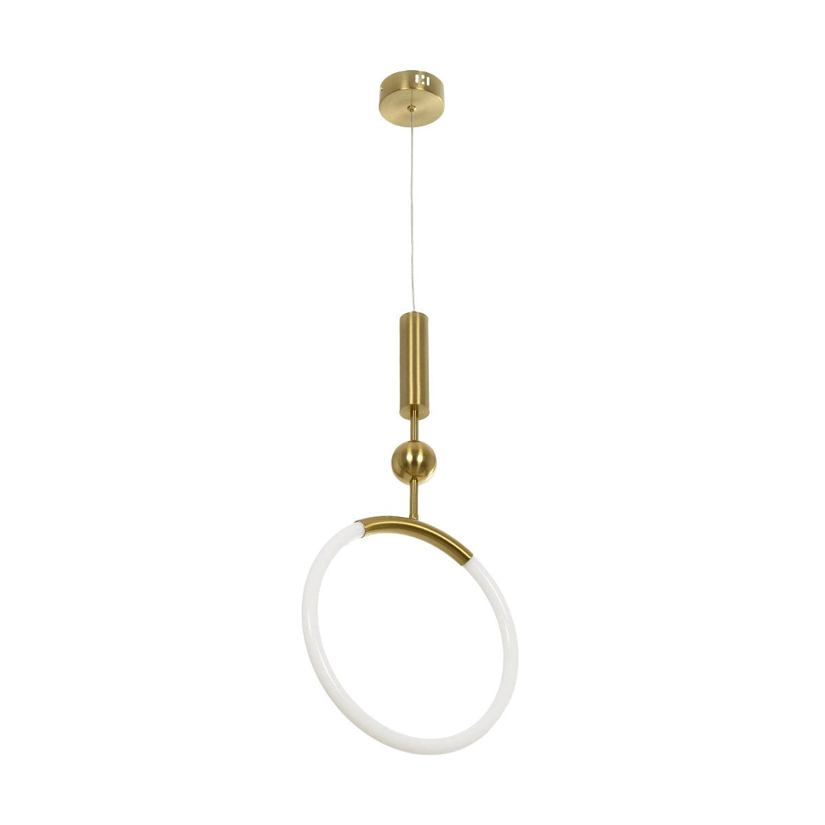 kelvo® GLOW 61678 Μοντέρνο Κρεμαστό Φωτιστικό Οροφής LED 18W 1800lm 360° AC 220-240V IP20 Ρυθμιζόμενο Λευκό CCT με On/Off 2700K/4500K/6000K - Lumileds SMD Chip - Χρυσό Πλατίνα & Λευκό Νήμα - Μ30 x Π30 x Υ65cm - 3 Χρόνια Εγγύηση - ledmania.gr
