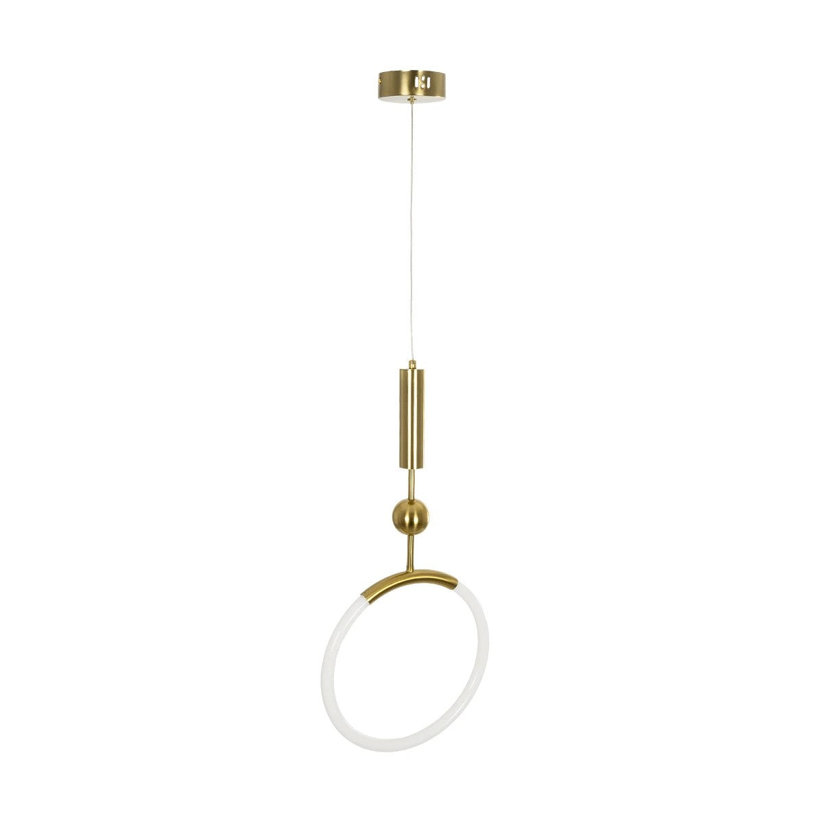 kelvo® GLOW 61678 Μοντέρνο Κρεμαστό Φωτιστικό Οροφής LED 18W 1800lm 360° AC 220-240V IP20 Ρυθμιζόμενο Λευκό CCT με On/Off 2700K/4500K/6000K - Lumileds SMD Chip - Χρυσό Πλατίνα & Λευκό Νήμα - Μ30 x Π30 x Υ65cm - 3 Χρόνια Εγγύηση - ledmania.gr