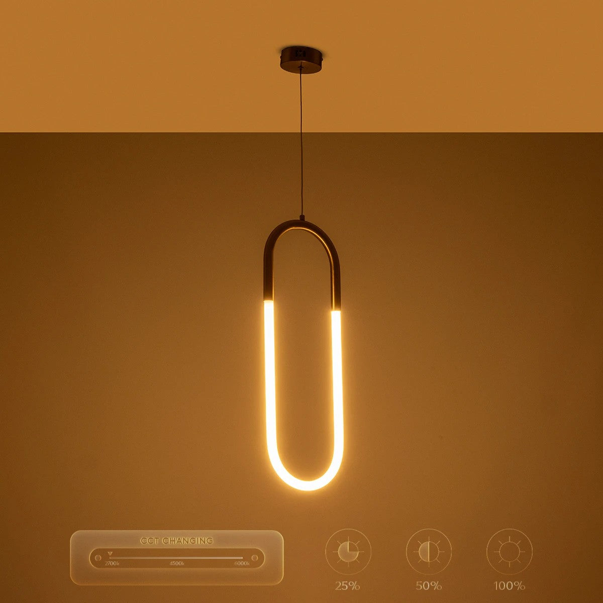 kelvo® GLOW 61679 Μοντέρνο Κρεμαστό Φωτιστικό Οροφής LED 18W 1800lm 360° AC 220-240V IP20 Ρυθμιζόμενο Λευκό CCT με On/Off 2700K/4500K/6000K - Lumileds SMD Chip - Χρυσό Πλατίνα & Λευκό Νήμα - Μ20 x Π5 x Υ60cm - 3 Χρόνια Εγγύηση - ledmania.gr