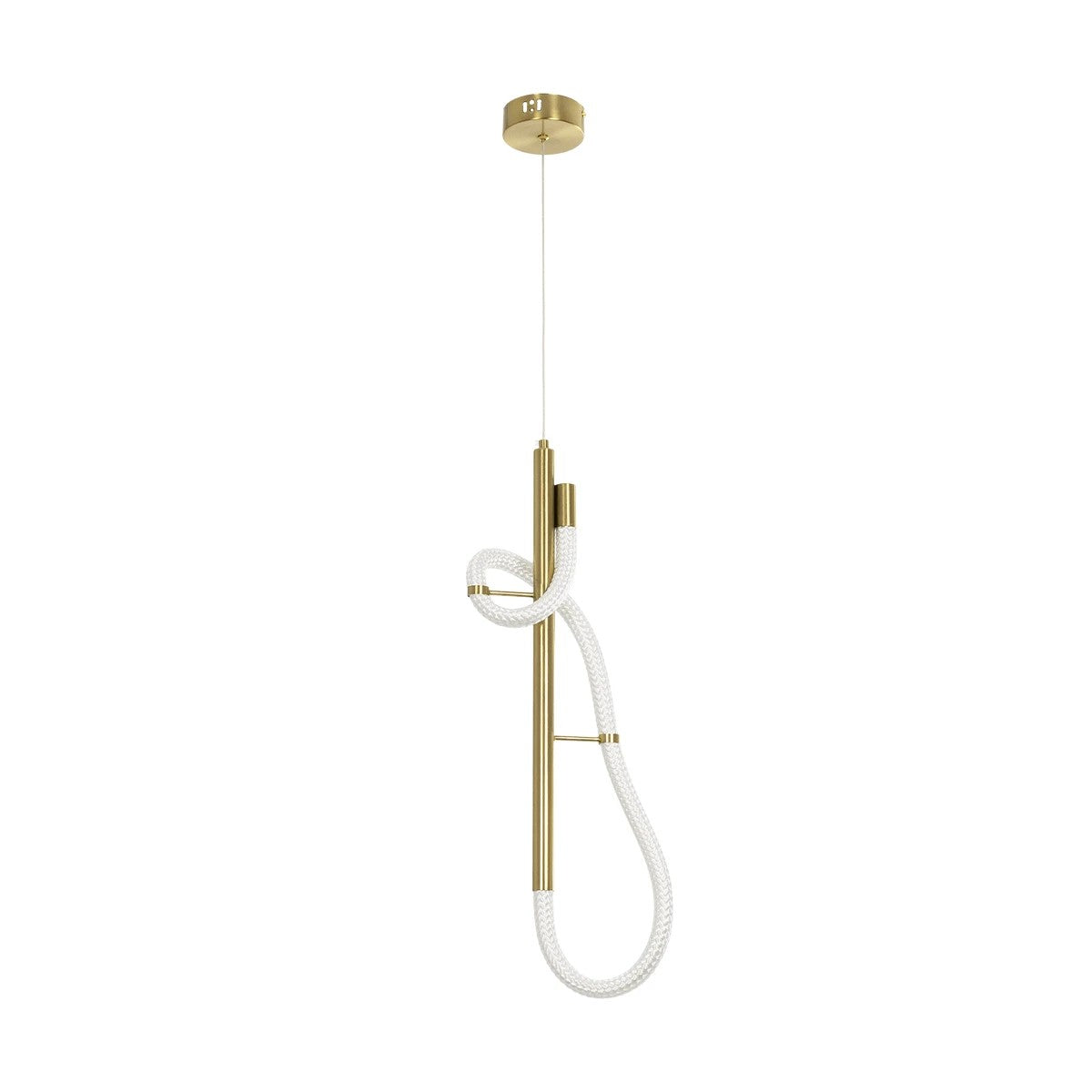 kelvo® GLOW 61680 Μοντέρνο Κρεμαστό Φωτιστικό Οροφής LED 24W 2400lm 360° AC 220-240V IP20 Ρυθμιζόμενο Λευκό CCT με On/Off 2700K/4500K/6000K - Lumileds SMD Chip - Χρυσό Πλατίνα & Λευκό Νήμα - Μ30 x Π30 x Υ66cm - 3 Χρόνια Εγγύηση - ledmania.gr