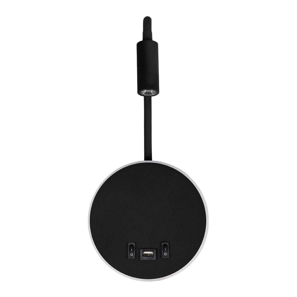 GLOBOSTAR® GOOSE 61695 Μοντέρνο Φωτιστικό Τοίχου - Απλίκα Ξενοδοχείου Reading Light με Φορτιστή USB 3A LED 6W 600lm 36° & 360° AC 220-240V IP20 Θερμό Λευκό 2700K - Bridgelux COB Chip & TÜV SÜD Driver - Μαύρο Ματ - Μ15.5 x Π22.5 x Υ30cm - 3 Χρόνια Εγγύηση - ledmania.gr
