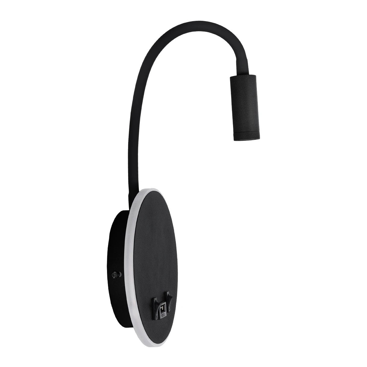 GLOBOSTAR® GOOSE 61695 Μοντέρνο Φωτιστικό Τοίχου - Απλίκα Ξενοδοχείου Reading Light με Φορτιστή USB 3A LED 6W 600lm 36° & 360° AC 220-240V IP20 Θερμό Λευκό 2700K - Bridgelux COB Chip & TÜV SÜD Driver - Μαύρο Ματ - Μ15.5 x Π22.5 x Υ30cm - 3 Χρόνια Εγγύηση - ledmania.gr