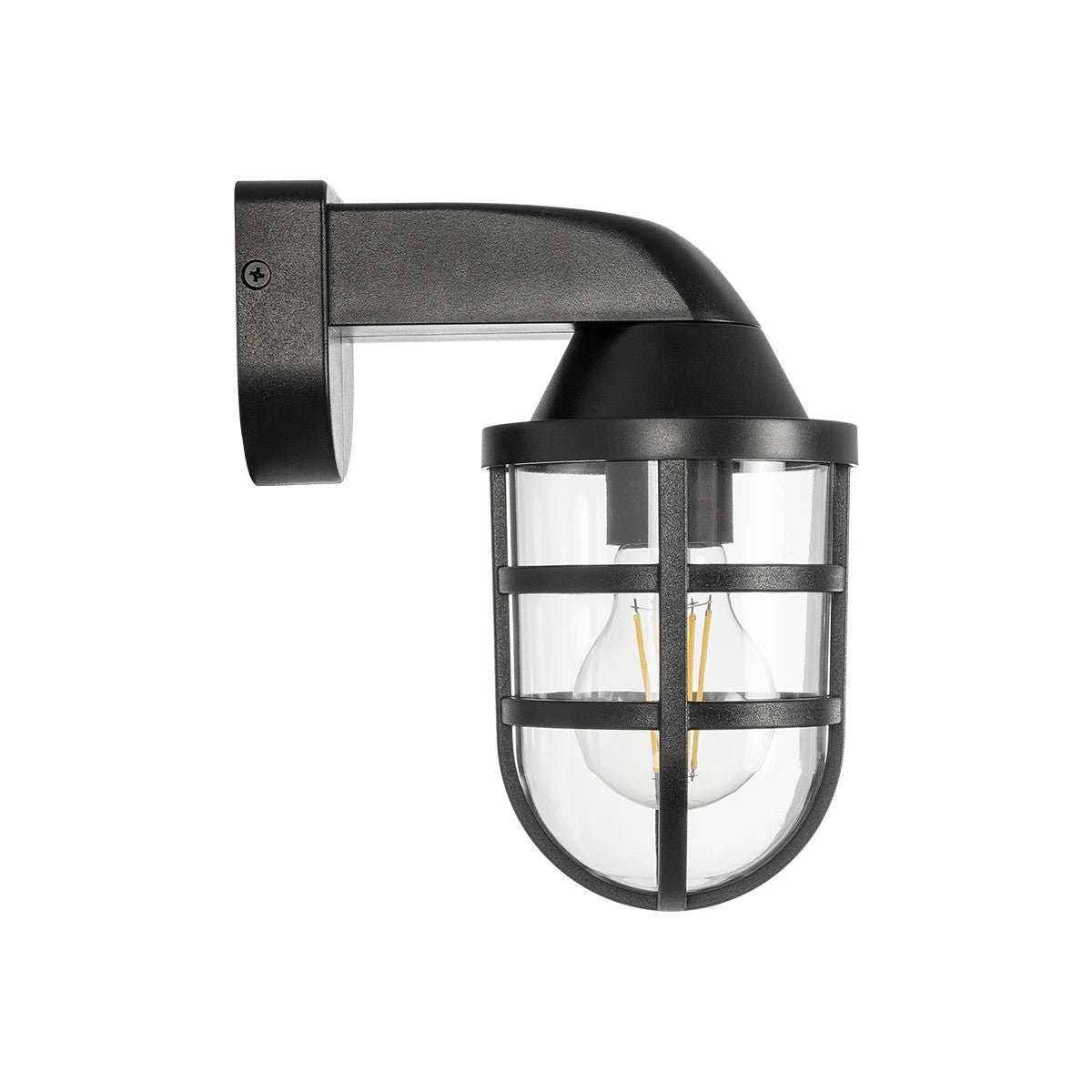 GLOBOSTAR® AGRE 61711 Φωτιστικό Τοίχου - Απλίκα Κήπου με Ντουί 1 x E27 AC 220-240V Αδιάβροχο IP65 - Μάυρο - Μ18 x Π11.5 x Υ22cm - ledmania.gr