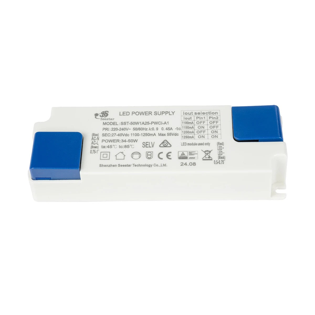 GLOBOSTAR® EROS-DRIVER 61712 Ανταλλακτικό Τροφοδοτικό/Μετασχηματιστής SELV 34-50W AC 220-240V σε Constant Current DC 27-40V/1100-1250mA±5% Max. 55VDC PF0.95 IP20 - Μ13.5 x Π4.5 x Υ2.5cm - 5 Χρόνια Εγγύηση - ledmania.gr