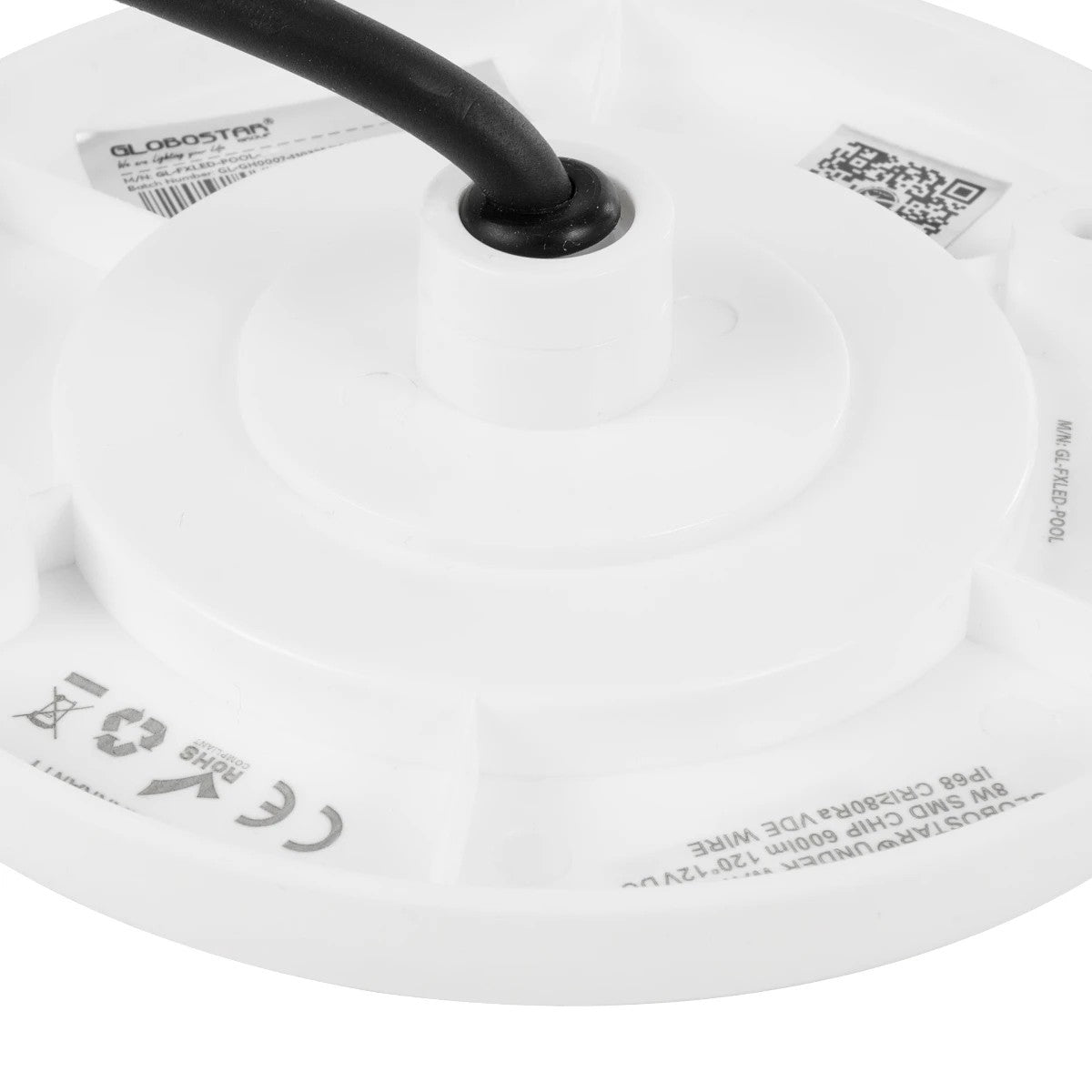 GLOBOSTAR® POOLARTY 61714 Υποβρύχιο Φωτιστικό για Σιντριβάνια/Πισίνες LED 8W 680lm 120° DC 12V Αδιάβροχο IP68 Ψυχρό Λευκό 6000K Dimmable - Bridgelux SMD Chip - 1m VDE Rubber Καλώδιο - Φ13 x Υ2cm - 3 Χρόνια Εγγύηση - ledmania.gr