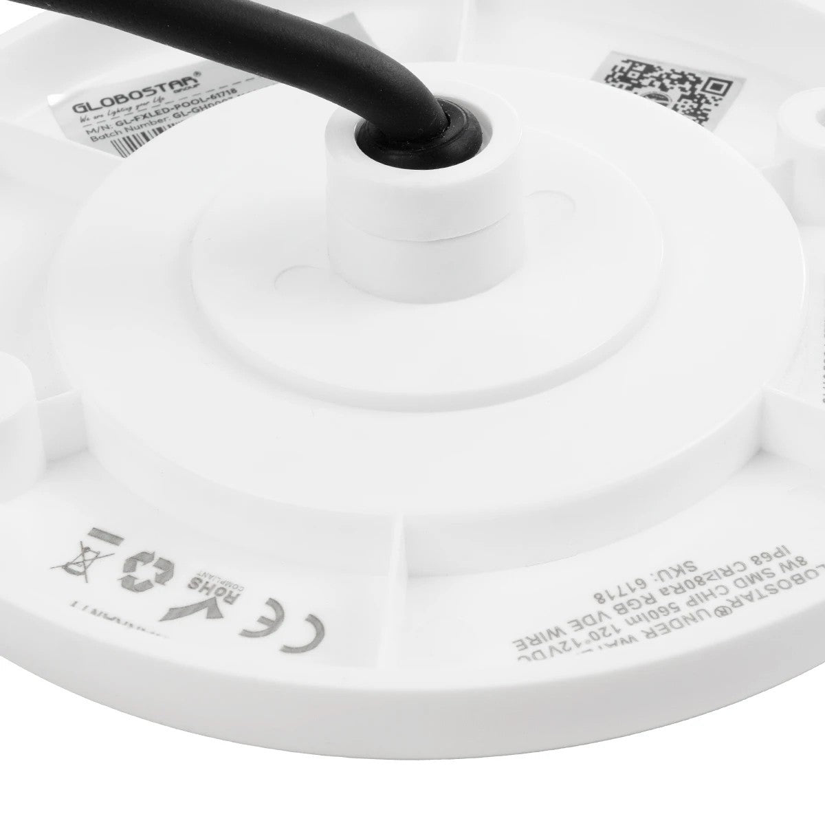 GLOBOSTAR® POOLARTY 61718 Υποβρύχιο Φωτιστικό για Σιντριβάνια/Πισίνες LED 8W 560lm 120° DC 12V Αδιάβροχο IP68 RGB Dimmable - Bridgelux SMD Chip - 1m VDE Rubber Καλώδιο - Μ13 x Π13 x Υ2cm - 3 Χρόνια Εγγύηση - ledmania.gr