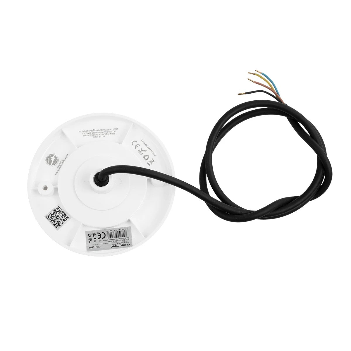 GLOBOSTAR® POOLARTY 61718 Υποβρύχιο Φωτιστικό για Σιντριβάνια/Πισίνες LED 8W 560lm 120° DC 12V Αδιάβροχο IP68 RGB Dimmable - Bridgelux SMD Chip - 1m VDE Rubber Καλώδιο - Μ13 x Π13 x Υ2cm - 3 Χρόνια Εγγύηση - ledmania.gr