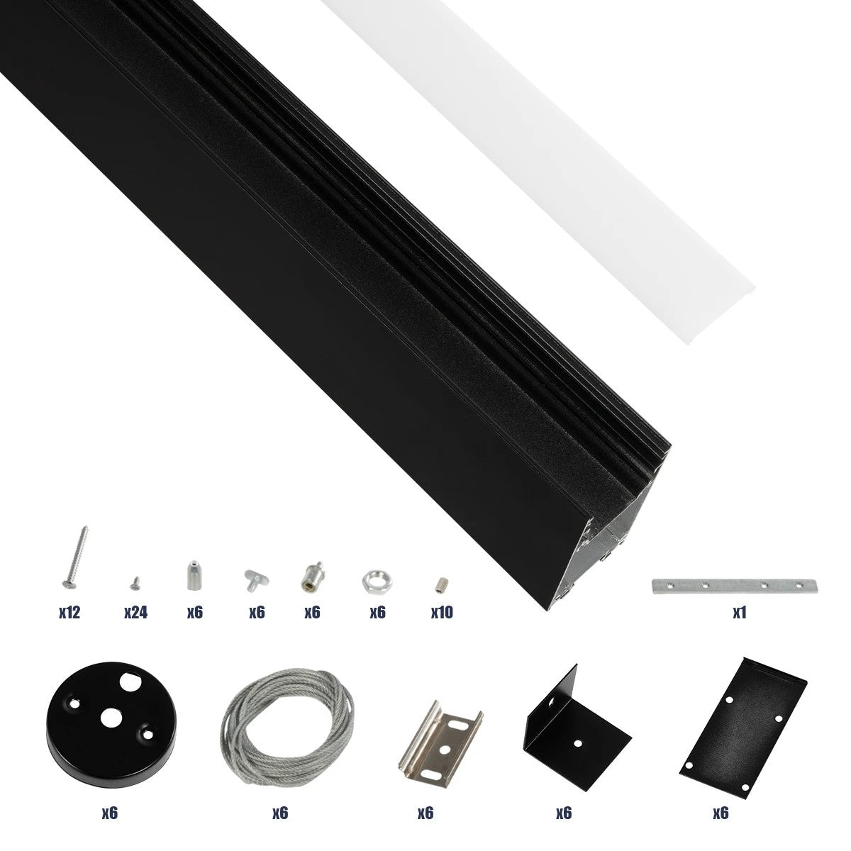GLOBOSTAR® ALP-LINEAR LUMILINE 61764-3M Επιφανειακό / Κρεμαστό / Επιτοίχιο Προφίλ Αλουμινίου με Λευκό Γαλακτερό Πατητό Κάλυμμα για Ταινίες LED IP20 - Μαύρο Ματ - Μ300 x Π3.5 x Υ7cm - ledmania.gr