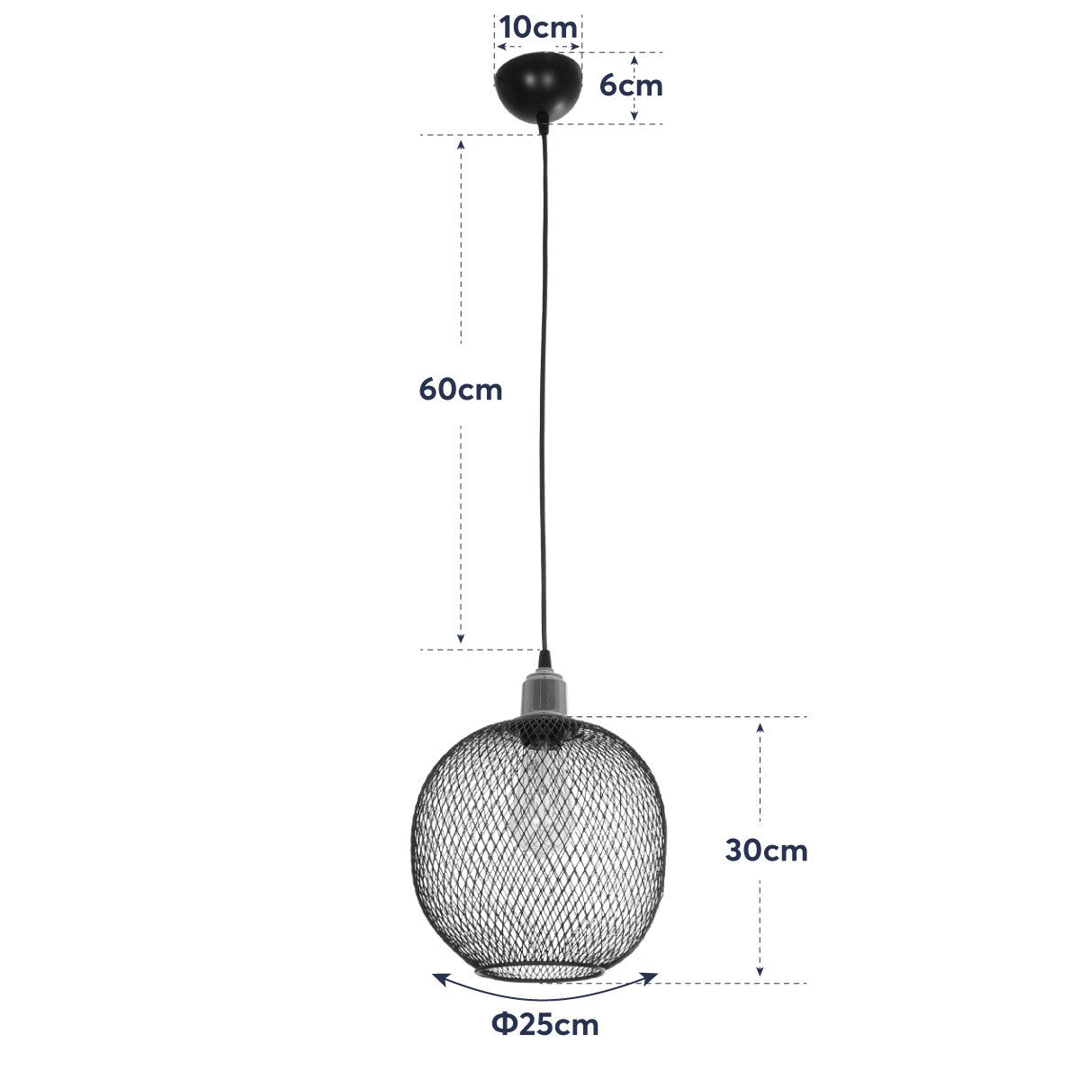 GLOBOSTAR® WIRE 203-0004 Μοντέρνο Κρεμαστό Φωτιστικό Οροφής με Ντουί 1 x E27 AC 220-240V IP20 - Μαύρο & Χάλκινο - Μ25 x Π25 x Υ30cm - ledmania.gr