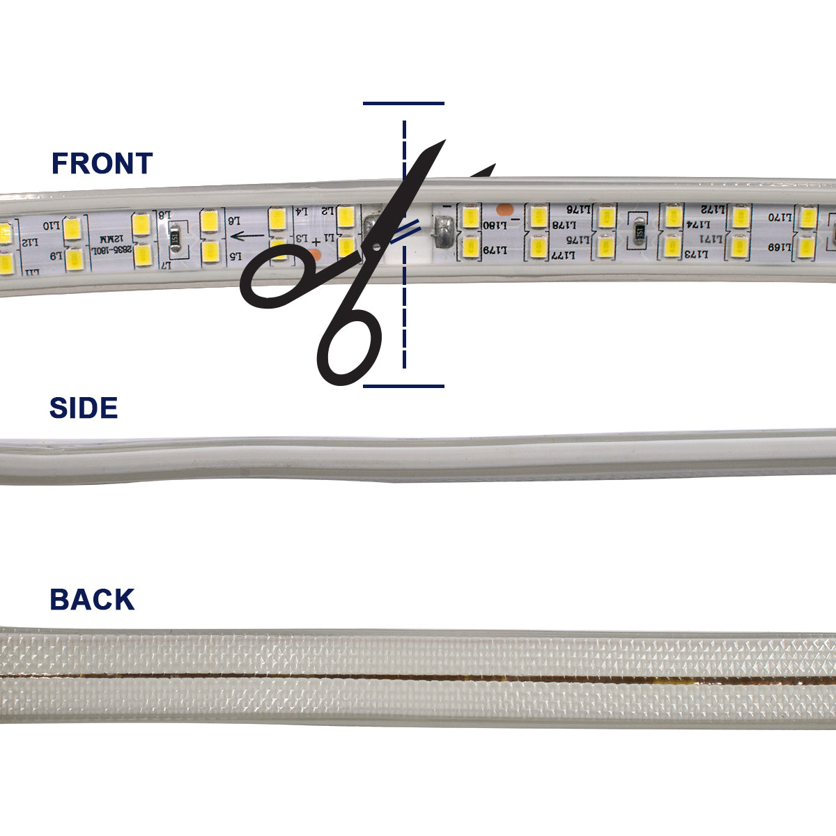 GloboStar® 70511 Wide Ταινία Διπλής Σειράς Epistar LED SMD 2835 1m 24W/m 180LED/m 3288lm/m 120° DC 230V Αδιάβροχη IP68 Φυσικό Λευκό 4500K Dimmable