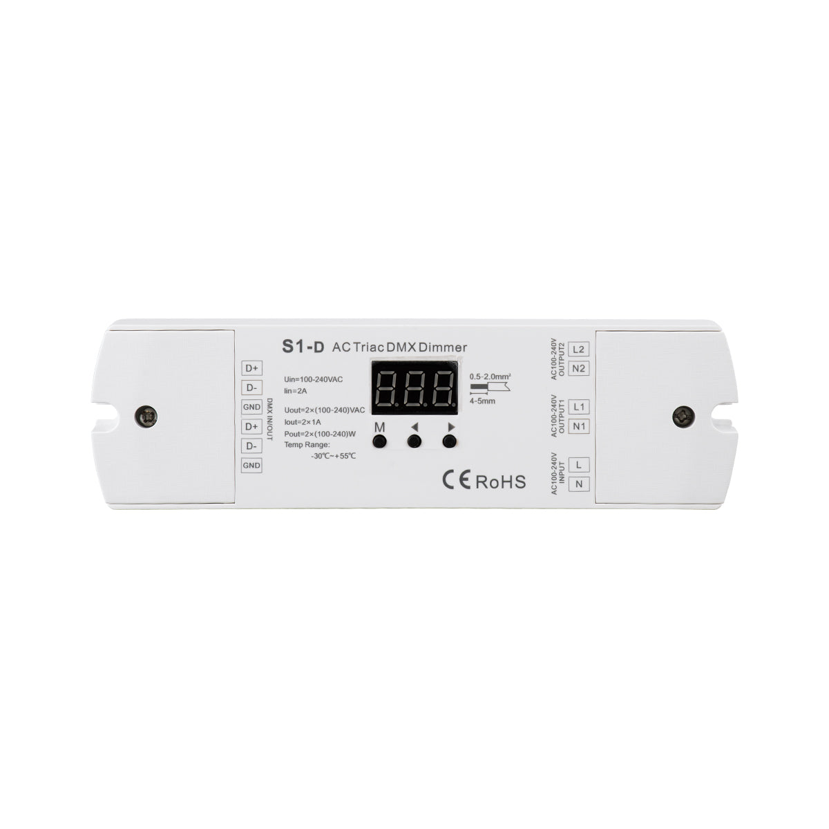 GLOBOSTAR® SKYDANCE-S1-D 70671 AC Trailing Edge DMX Dimmer με 2 x 1A 240W Κανάλια AC 220-240V 2A 480W Max IP20 - DMX512 & RDM - Μ16.7 x Π5 x Υ2.4cm - 5 Χρόνια Εγγύηση - ledmania.gr