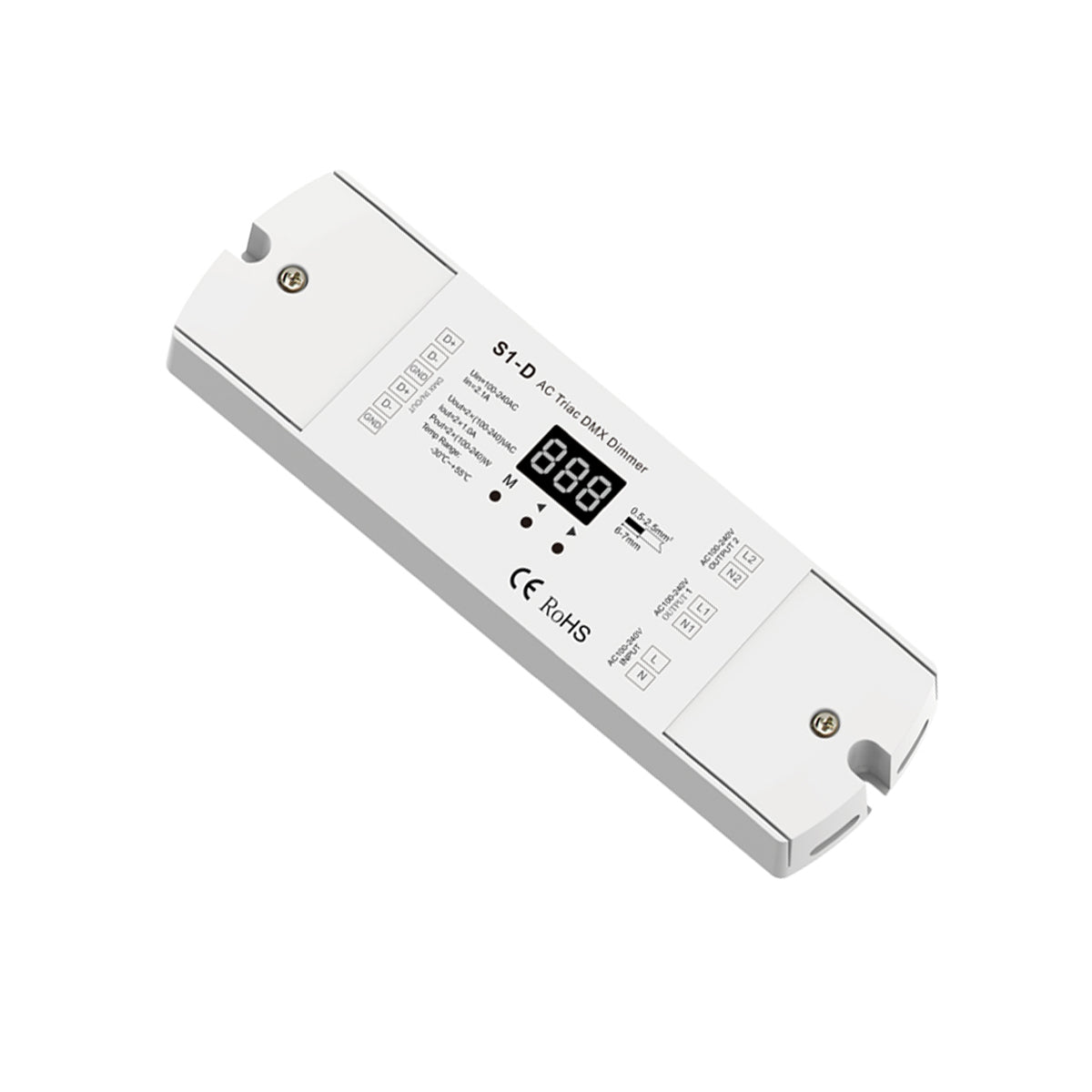 GLOBOSTAR® SKYDANCE-S1-D 70671 AC Trailing Edge DMX Dimmer με 2 x 1A 240W Κανάλια AC 220-240V 2A 480W Max IP20 - DMX512 & RDM - Μ16.7 x Π5 x Υ2.4cm - 5 Χρόνια Εγγύηση - ledmania.gr
