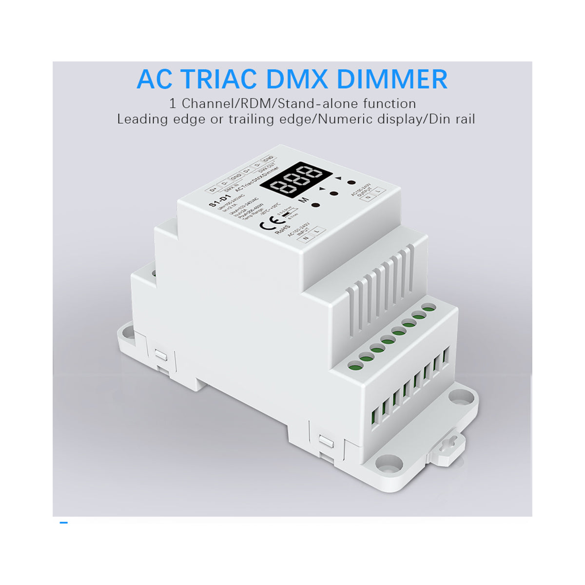 GLOBOSTAR® SKYDANCE-S1-D1 70672 AC Trailing Edge DMX Dimmer Ράγας με 1 x 2A 480W Κανάλι AC 220-240V 2A 480W Max IP20 - DMX512 & RDM - Μ11.5 x Π5 x Υ6.5cm - 5 Χρόνια Εγγύηση - ledmania.gr