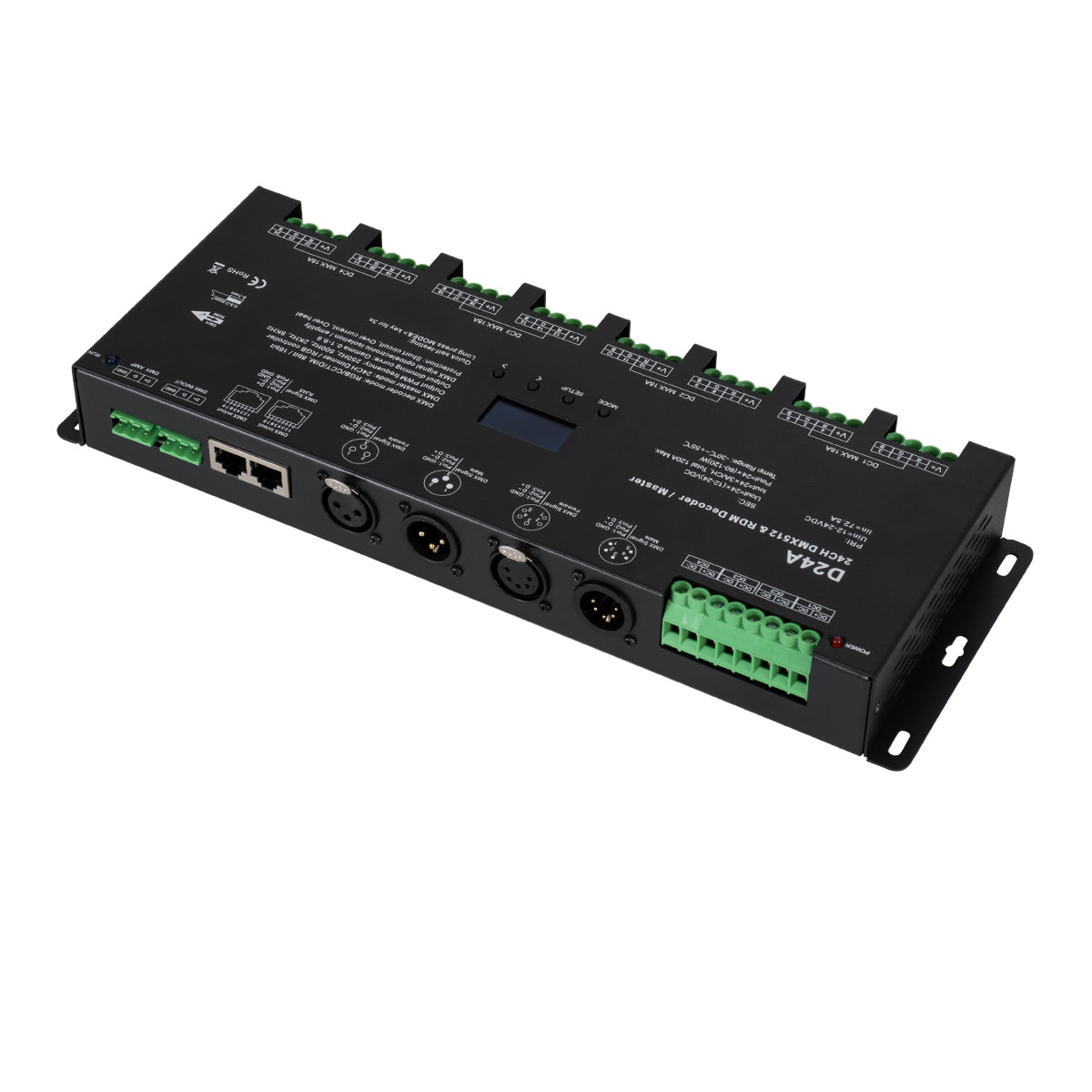 GloboStar® 70673 D24A SKYDANCE DC DMX & RDM Dimmer High Speed Controller / Decoder / Master 24 Καναλιών DC 12-24V 24 x 3A 72W - Max 72.5A 1740W - IP20 DMX512 Μ16.7 x Π5 x Υ2.4cm - 5 Years Warranty - ledmania.gr