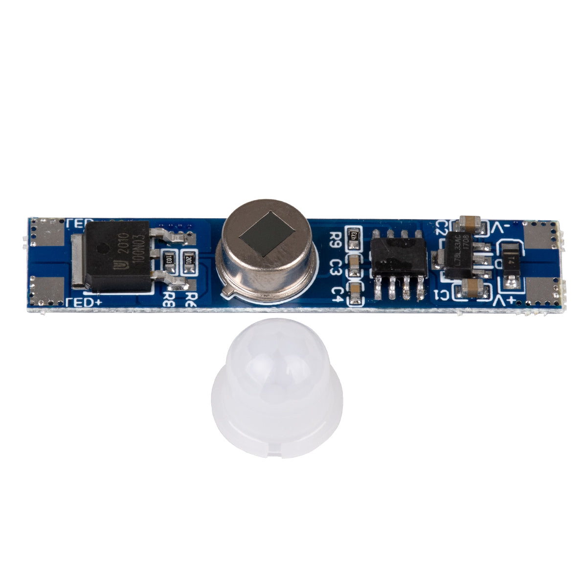 GLOBOSTAR® SENSORA 70697 Ανιχνευτής PIR / Αισθητήρας Κίνησης Ειδικός για Προφίλ Αλουμινίου 180° DC 5-24V 6A 144W Max IP20 - Μ4.9 x Π1 x Υ1.2cm - 2 Χρόνια Εγγύηση - ledmania.gr