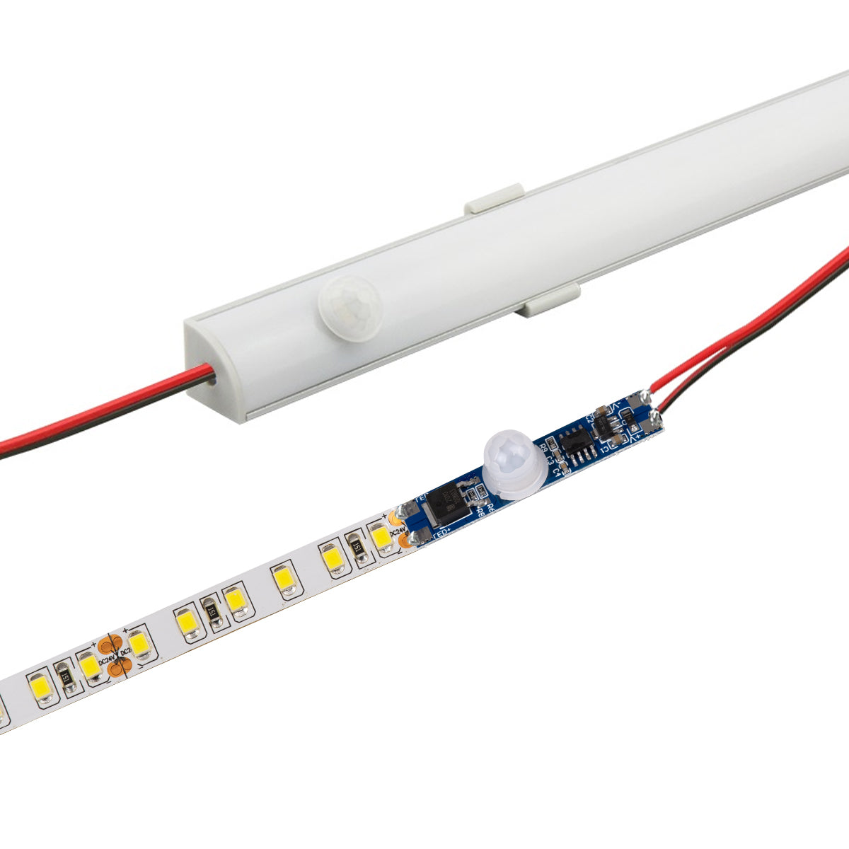 GLOBOSTAR® SENSORA 70697 Ανιχνευτής PIR / Αισθητήρας Κίνησης Ειδικός για Προφίλ Αλουμινίου 180° DC 5-24V 6A 144W Max IP20 - Μ4.9 x Π1 x Υ1.2cm - 2 Χρόνια Εγγύηση - ledmania.gr