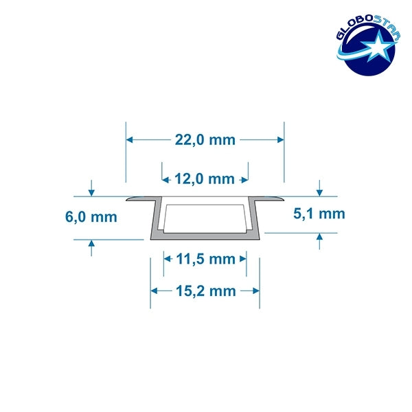 GloboStar® RECESS-PROFILE 70803-1M Προφίλ Αλουμινίου - Βάση & Ψύκτρα Ταινίας LED με Λευκό Γαλακτερό Κάλυμμα - Χωνευτή Χρήση - Συρόμενο Κάλυμμα - Ασημί - 1 Μέτρο - Μ100 x Π2.2 x Υ0.6cm