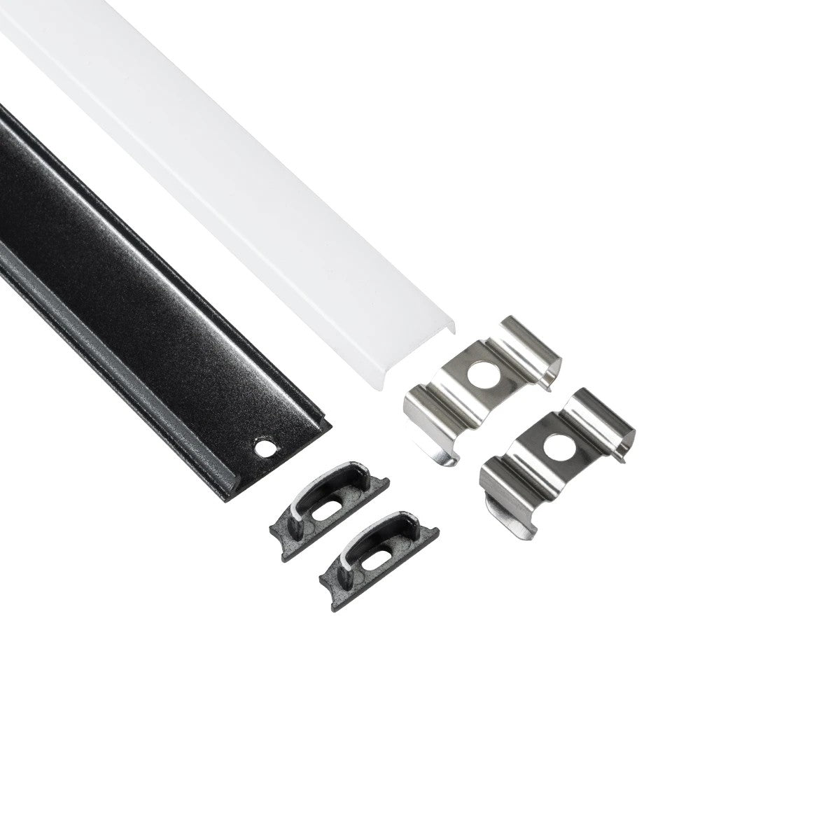 GLOBOSTAR® ALP-LINEAR CURBARIO 70804-1M Επιφανειακό Εύκαμπτο Προφίλ Αλουμινίου με Λευκό Γαλακτερό Πατητό Κάλυμμα για Ταινίες LED IP20 - Μαύρο - Μ100 x Π1.7 x Υ0.5cm - ledmania.gr