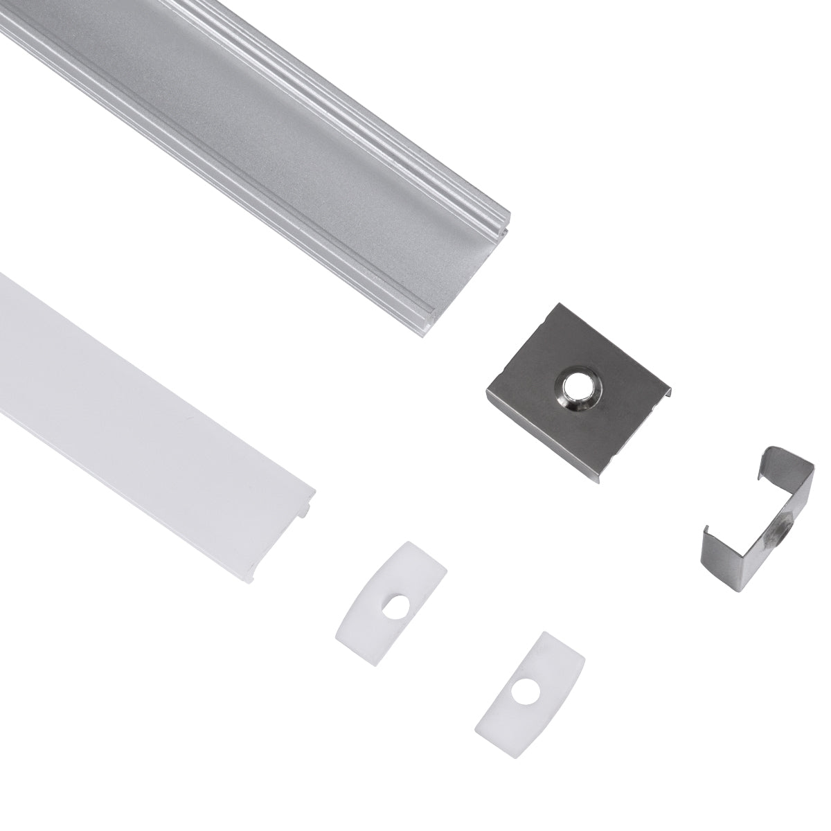 GloboStar® SURFACE-PROFILE 70805-1M Προφίλ Αλουμινίου - Βάση & Ψύκτρα Ταινίας LED με Λευκό Γαλακτερό Κάλυμμα - Επιφανειακή Χρήση - Πατητό Κάλυμμα - Ασημί - 1 Μέτρο - Μ100 x Π1.6 x Υ0.7cm - ledmania.gr