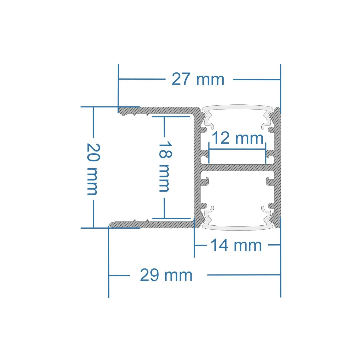 GLOBOSTAR® ALP-R-SHELF DODA 70814-1M Χωνευτό Προφίλ Αλουμινίου Ειδικό για Φωτισμό Ραφιού 18mm με Λευκό Γαλακτερό Πατητό Κάλυμμα για Ταινίες LED IP20 - Ασημί - Μ100 x Π1.5 x Υ2cm - ledmania.gr