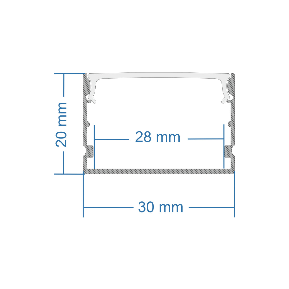 GloboStar® SURFACE-PROFILE 70824-1M Προφίλ Αλουμινίου - Βάση & Ψύκτρα Ταινίας LED με Λευκό Γαλακτερό Κάλυμμα - Επιφανειακή Χρήση - Πατητό Κάλυμμα - Ασημί - 1 Μέτρο - Μ100 x Π3 x Υ2cm - ledmania.gr