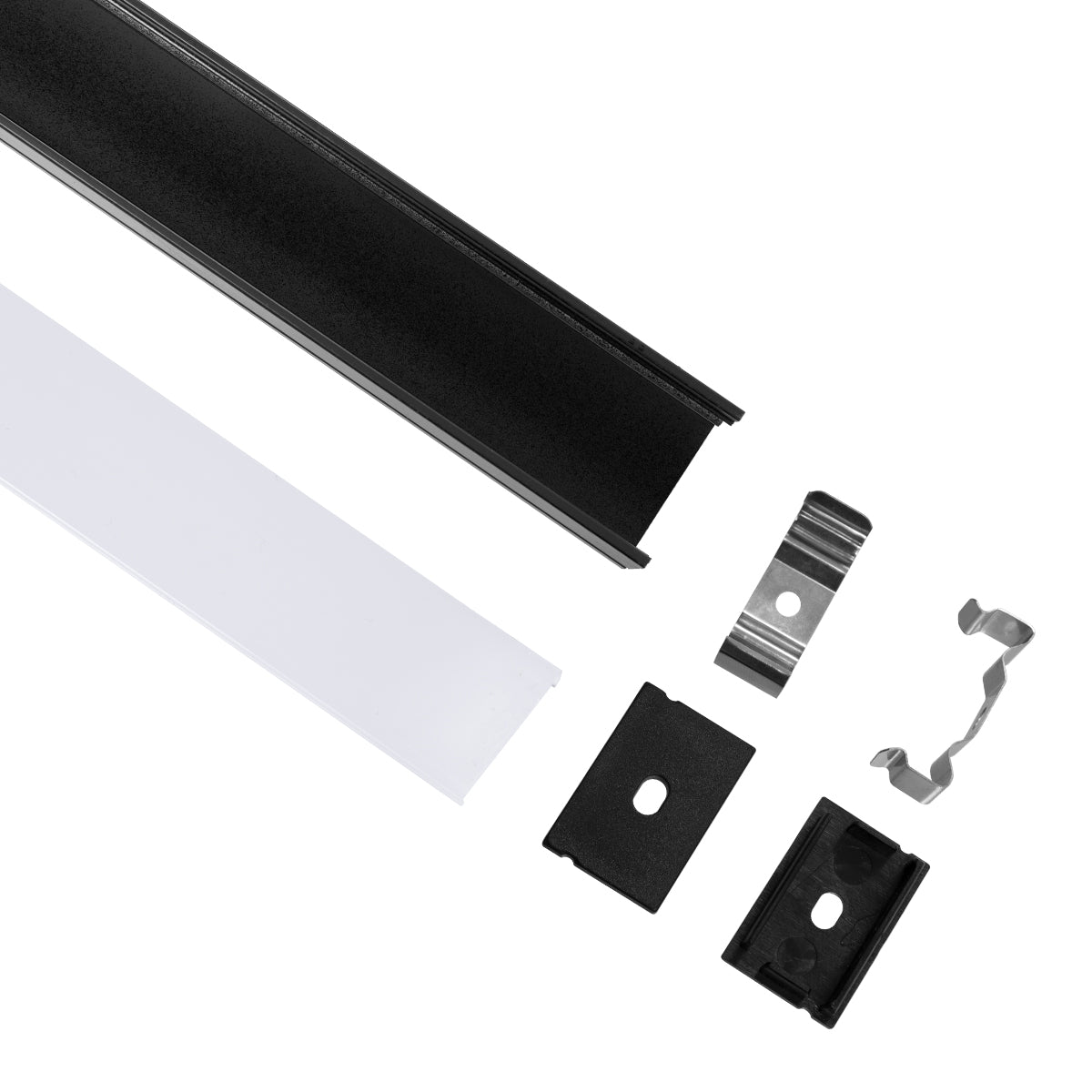 GLOBOSTAR® ALP-LINEAR VEXTA 70825-3M Επιφανειακό Προφίλ Αλουμινίου με Λευκό Γαλακτερό Πατητό Κάλυμμα για Ταινίες LED IP20 - Μαύρο & Λευκό - Μ300 x Π3 x Υ2cm - Πακέτο 5 Τεμαχίων - ledmania.gr