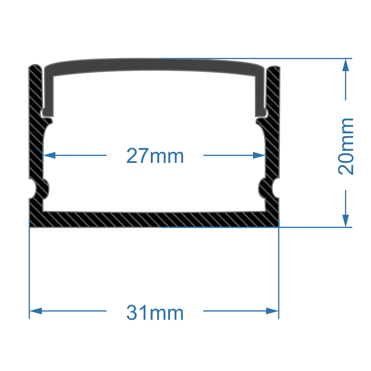 GLOBOSTAR® ALP-LINEAR VEXTA 70825-3M Επιφανειακό Προφίλ Αλουμινίου με Λευκό Γαλακτερό Πατητό Κάλυμμα για Ταινίες LED IP20 - Μαύρο & Λευκό - Μ300 x Π3 x Υ2cm - Πακέτο 5 Τεμαχίων - ledmania.gr