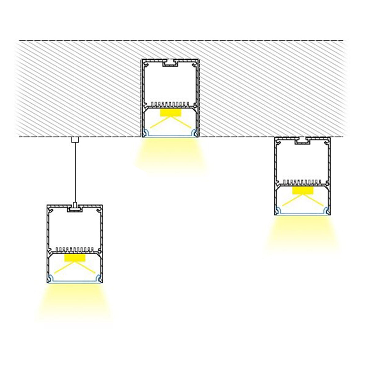 GloboStar® SURFACEPENDANT-PROFILE 70827-3M Προφίλ Αλουμινίου - Βάση & Ψύκτρα Ταινίας LED με Λευκό Γαλακτερό Κάλυμμα - Επιφανειακή & Κρεμαστή Χρήση - Πατητό Κάλυμμα - Λευκό - 3 Μέτρα - Μ300 x Π5 x Υ7cm - ledmania.gr