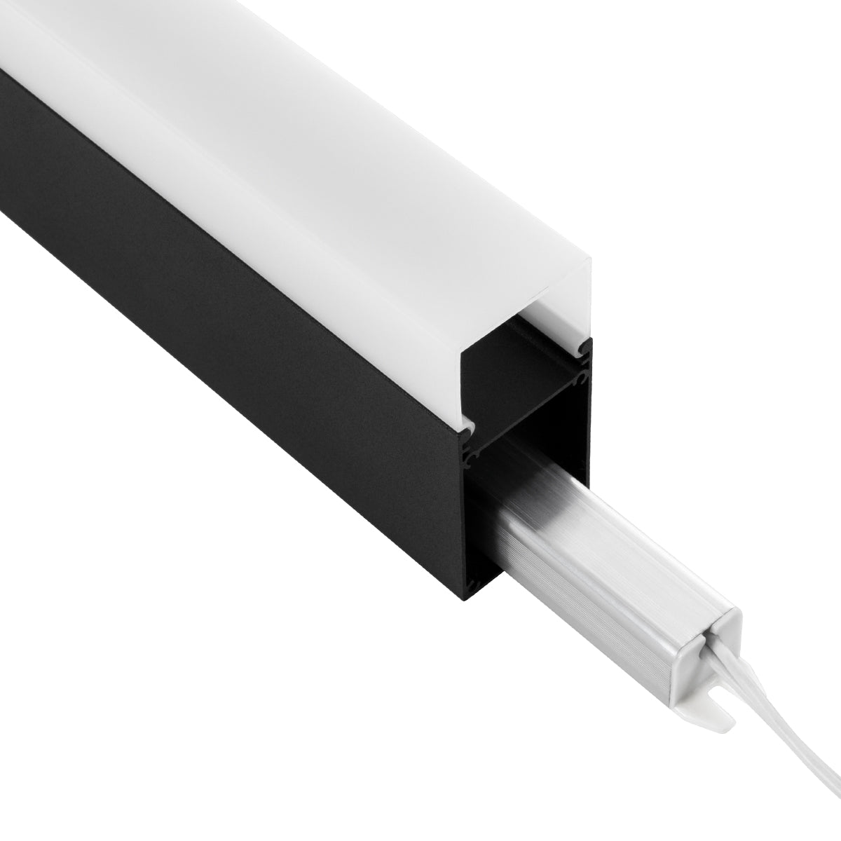 GloboStar® SURFACEPENDANT-PROFILE 70832-1M Προφίλ Αλουμινίου - Βάση & Ψύκτρα Ταινίας LED με Λευκό Γαλακτερό Κάλυμμα - Επιφανειακή & Κρεμαστή Χρήση - Πατητό Κάλυμμα - Μαύρο - 1 Μέτρο - Μ100 x Π3.5 x Υ7.4cm - ledmania.gr