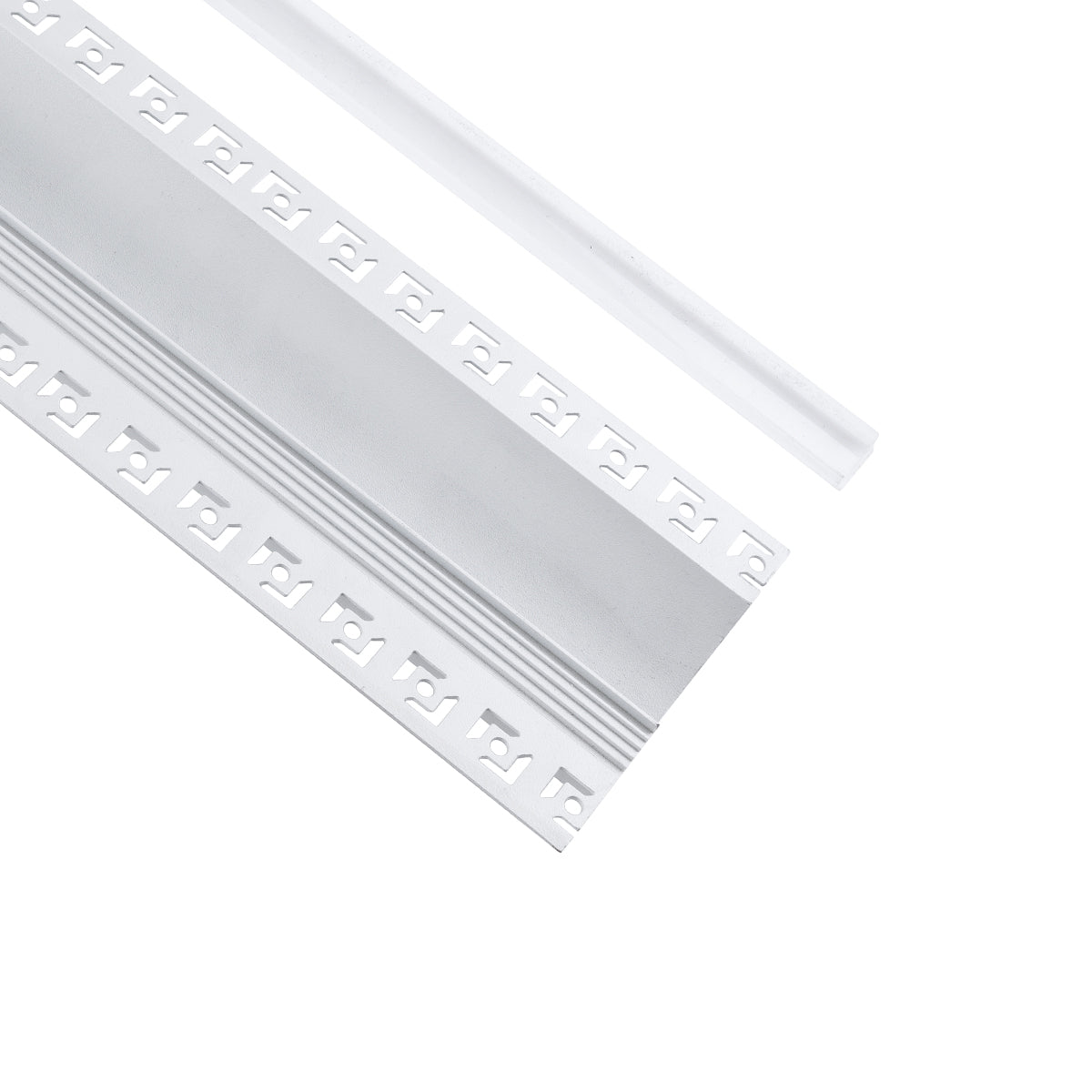 GloboStar® PLASTERBOARD-PROFILE 70840-3M Προφίλ Αλουμινίου - Βάση & Ψύκτρα Ταινίας LED με Λευκό Γαλακτερό Κάλυμμα - Χωνευτή Χρήση σε Γυψοσανίδα για Δημιουργία Κρυφού Φωτισμού - Trimless - Πατητό Κάλυμμα - Λευκό - 3 Μέτρα - Πακέτο 5 Τεμαχίων - Μ300 x Π9...