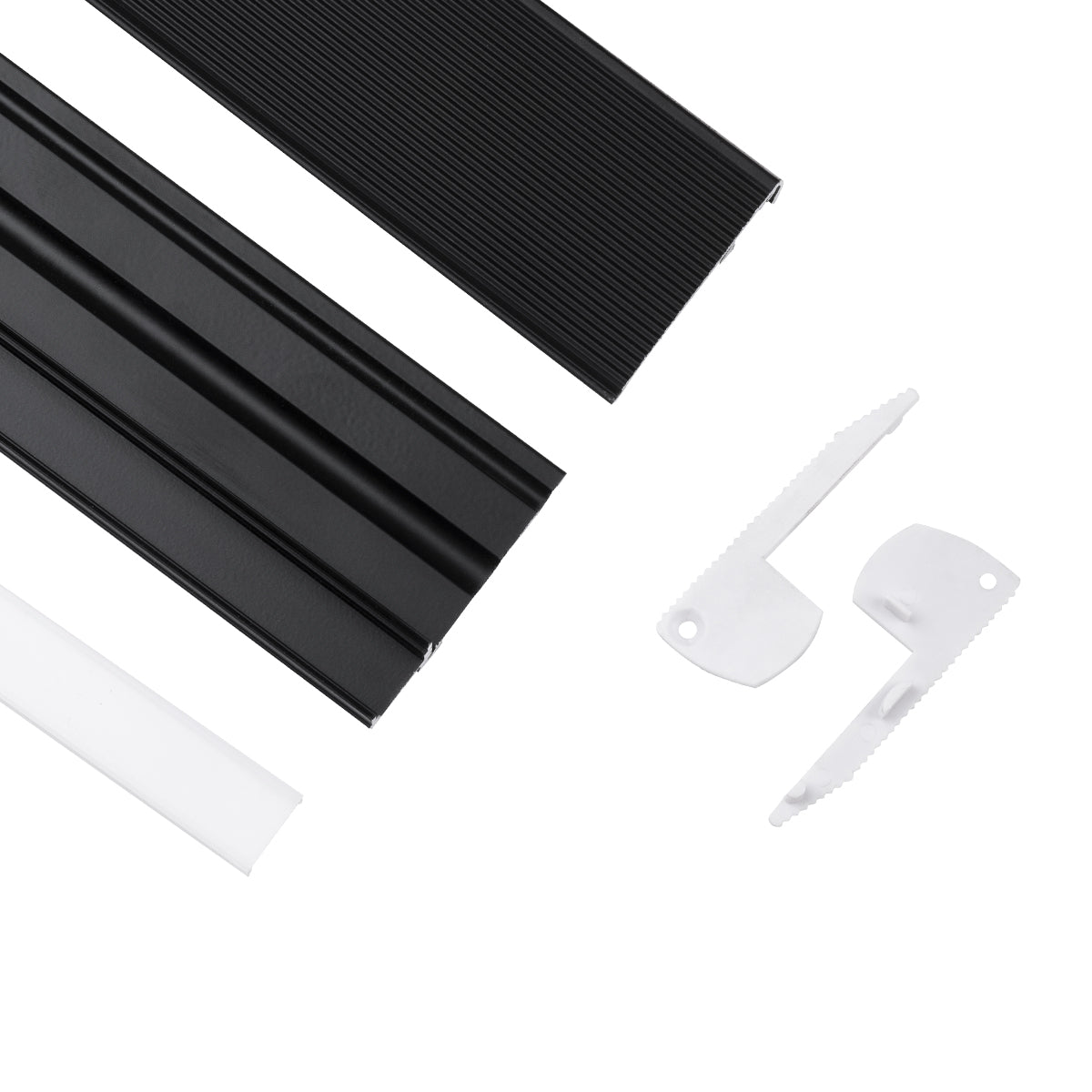 GLOBOSTAR® ALP-STEP-GRIP STAIR 70841-2M Επιφανειακό Προφίλ Αλουμινίου Ειδικό για Φωτισμό Σκαλοπατιού με Λευκό Γαλακτερό Πατητό Κάλυμμα για Ταινίες LED IP20 - Μαύρο & Λευκό - Μ200 x Π6 x Υ2.1cm - ledmania.gr