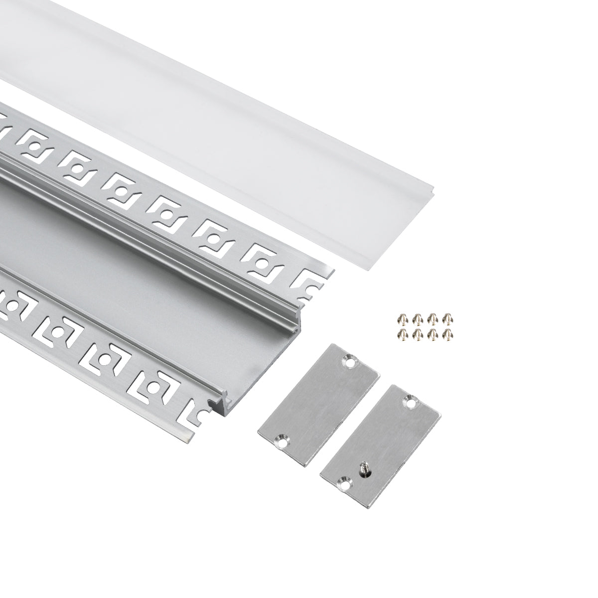 GloboStar® PLASTERBOARD-PROFILE 70861-3M Προφίλ Αλουμινίου - Βάση & Ψύκτρα Ταινίας LED με Λευκό Γαλακτερό Κάλυμμα - Χωνευτή Χρήση σε Γυψοσανίδα - Trimless - Πατητό Κάλυμμα - Ασημί - 3 Μέτρα - Πακέτο 5 Τεμαχίων - Μ300 x Π7.8 x Υ1.4cm - ledmania.gr