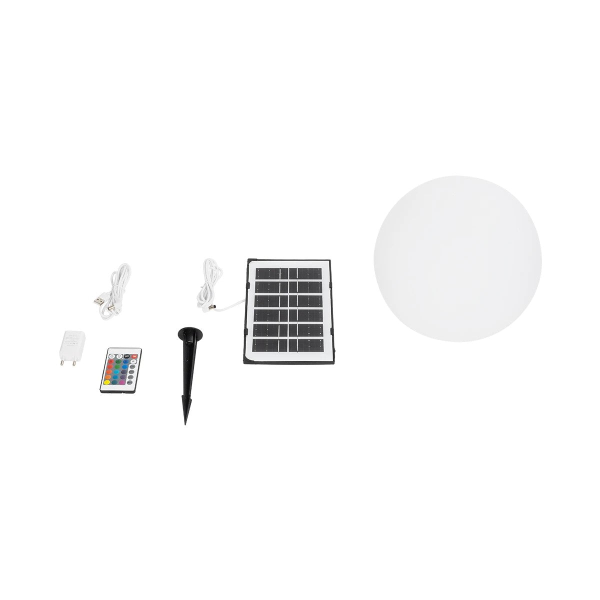 GLOBOSTAR® AQUAGLOW 71474 Μοντέρνο Φωτιστικό Κήπου Μπάλα με IR Ασύρματο Χειριστήριο LED 3W 240lm 360° DC 5V με USB-C με Ενσωματωμένο Φωτοβολταϊκό Panel 6V 1W & Επαναφορτιζόμενη Μπαταρία Li-ion 3.7V 2x18650 1400mAh Αδιάβροχο IP54 Πολύχρωμο RGBW Dimmable... - ledmania.gr