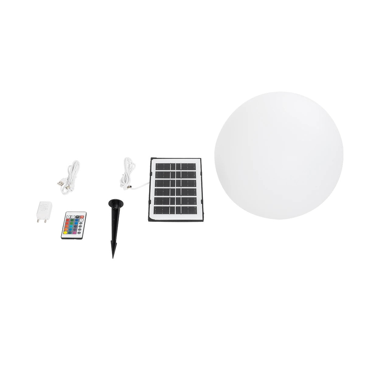 GLOBOSTAR® AQUAGLOW 71475 Μοντέρνο Φωτιστικό Κήπου Μπάλα με IR Ασύρματο Χειριστήριο LED 5W 400lm 360° DC 5V με USB-C με Ενσωματωμένο Φωτοβολταϊκό Panel 6V 1.5W & Επαναφορτιζόμενη Μπαταρία Li-ion 3.7V 3x18650 1800mAh Αδιάβροχο IP54 Πολύχρωμο RGBW Dimmab... - ledmania.gr