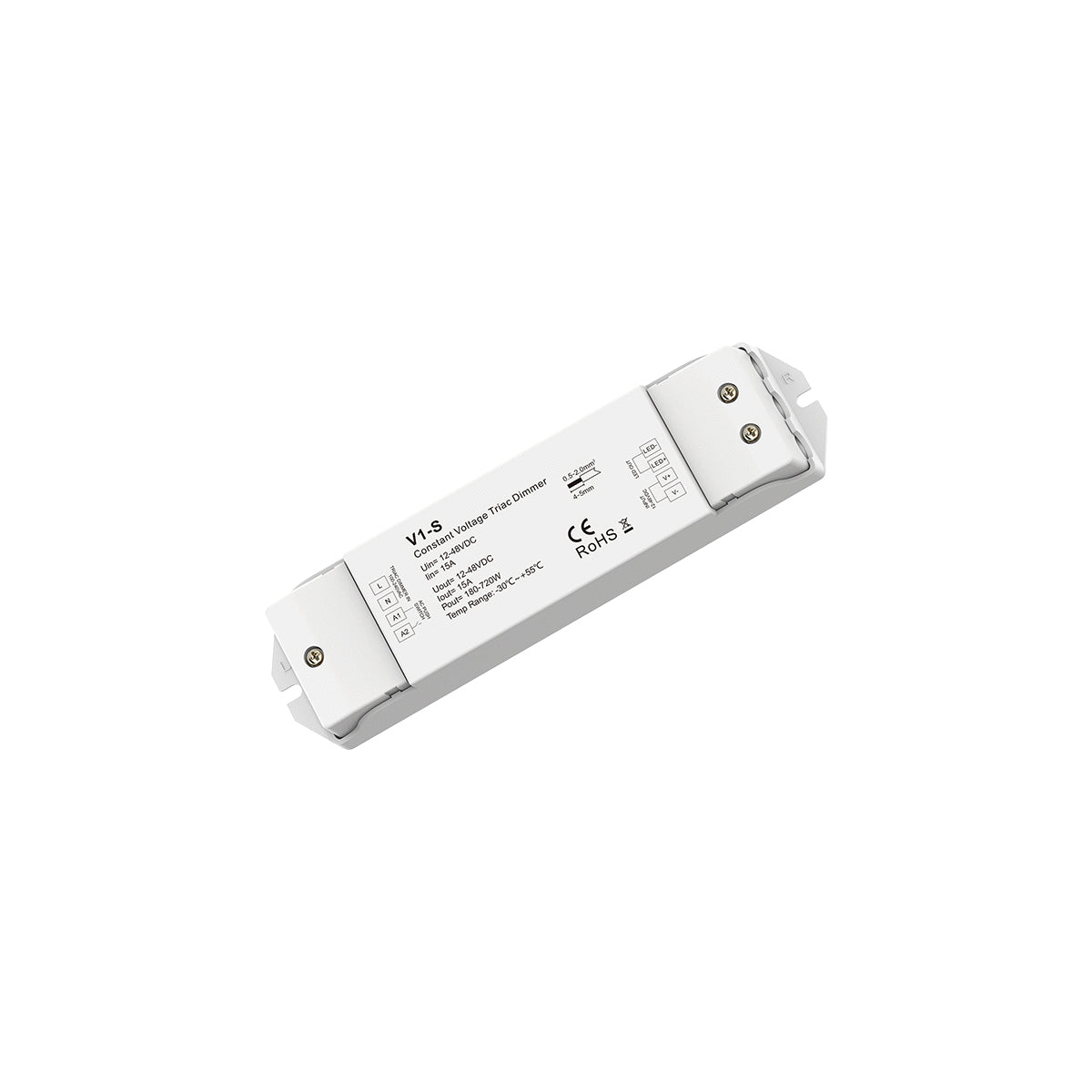 GloboStar® 73127 V1-S SKYDANCE AC Triac Dimmer Push Dimming 1 Κανάλι DC 12-48V 1 x 15A 720W - Max 15A 720W - IP20  Μ17.5 x Π4.5 x Υ2.5cm - 5 Χρόνια Εγγύηση