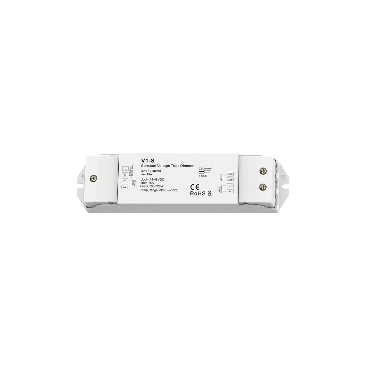 GloboStar® 73127 V1-S SKYDANCE AC Triac Dimmer Push Dimming 1 Κανάλι DC 12-48V 1 x 15A 720W - Max 15A 720W - IP20  Μ17.5 x Π4.5 x Υ2.5cm - 5 Χρόνια Εγγύηση