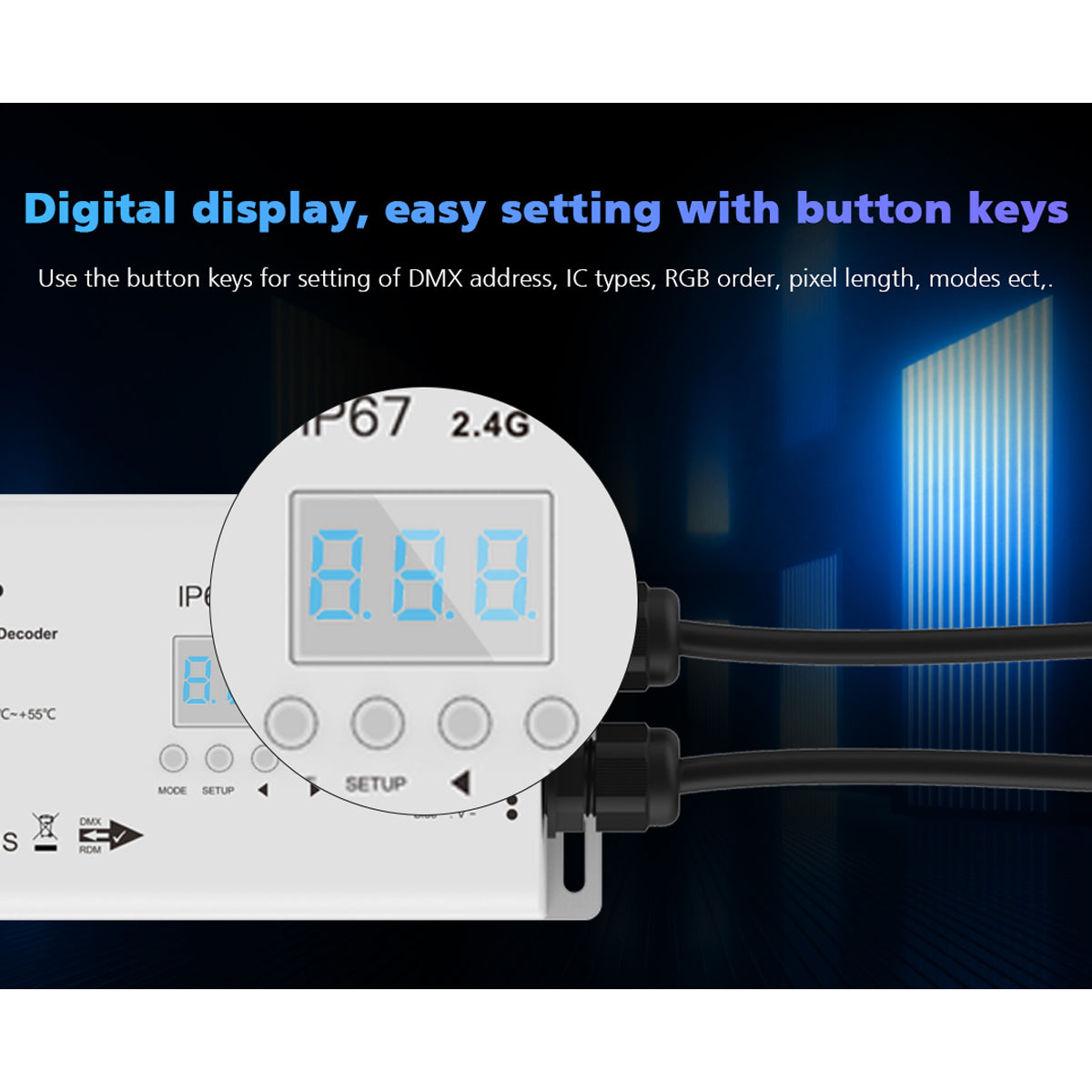 GloboStar® 73143 DS-WP SKYDANCE DC RF 2.4Ghz DMX512 to SPI Decoder DC 5-24V - Αδιάβροχο IP65 Μ17 x Π8 x Υ4cm - 5 Χρόνια Εγγύηση - ledmania.gr