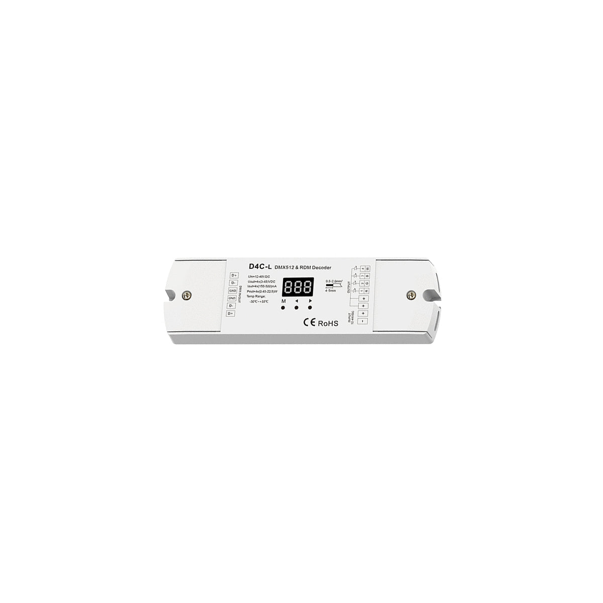 GloboStar® 73146 D4C-L SKYDANCE DC DMX512 Constant Current & RDM Decoder 4 Καναλιών DC 12-48V 4 x 1A 54W - Max 4A 216W - IP20  Μ17 x Π5 x Υ2.5cm - 5 Χρόνια Εγγύηση - ledmania.gr